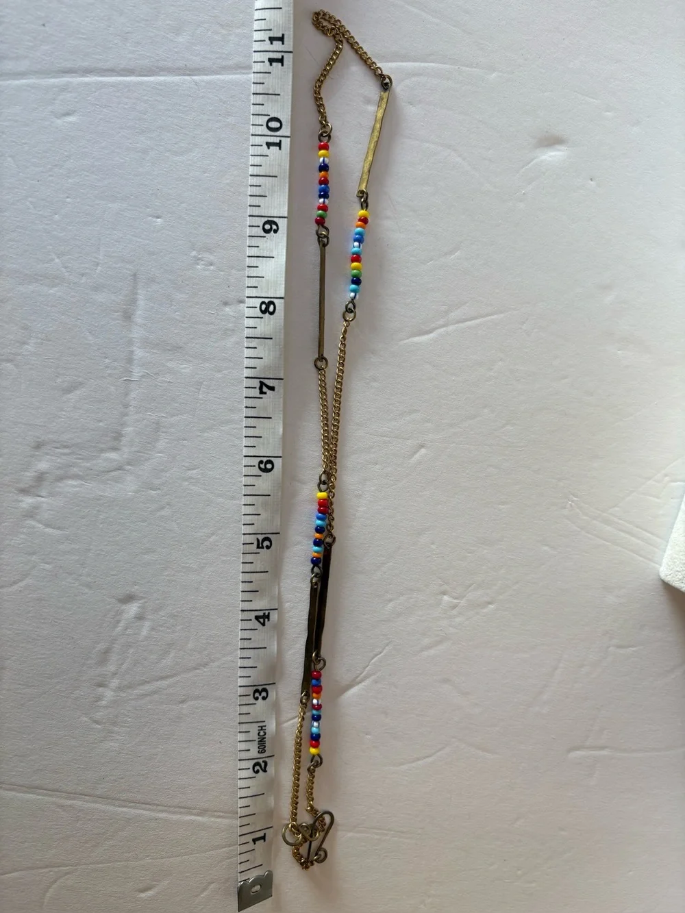 Rainbow Seed Bead Necklace & Bracelet Set Gold Chain Layered Jewelry